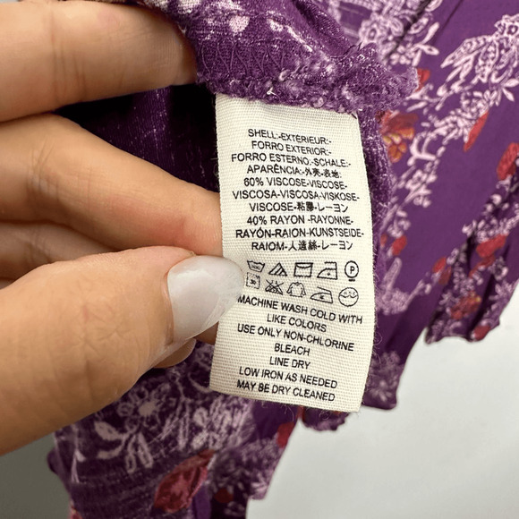Free People Smooth Talker Tunic Open Back Purple Floral Mini Dress womens Small - Picture 6 of 7
